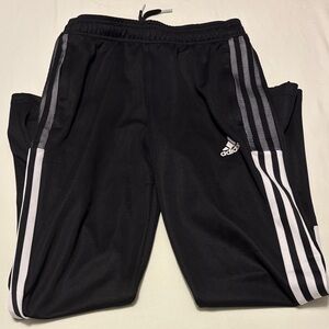 Adidas Kids Black Joggers with White Stripes